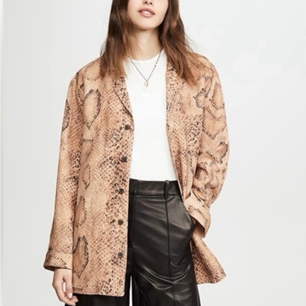 Mara Hoffman Tan Snake Print Shirt Jacket